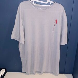 Walter Hagen Mens Light Gray Tee with Christmas Santa Hat Red Detail